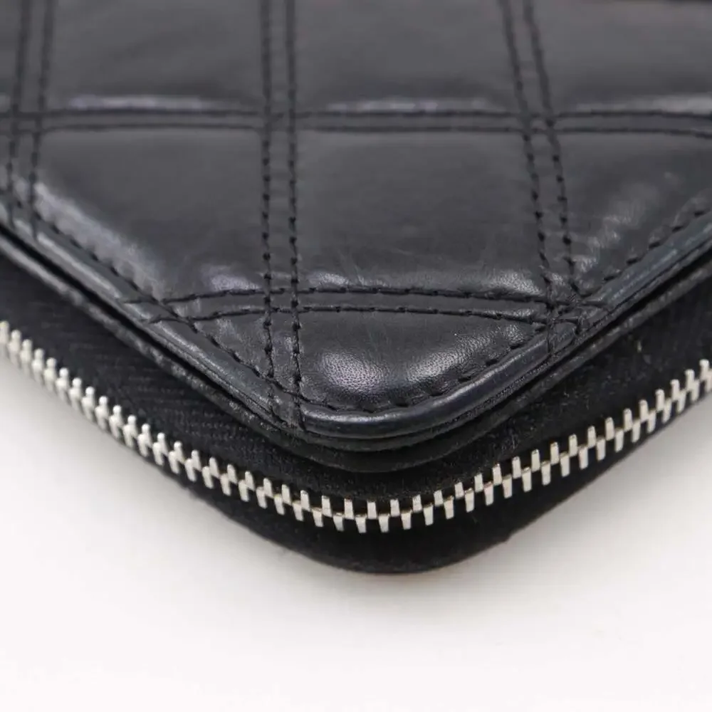 CHANEL Black Lambskin Leather Wallet